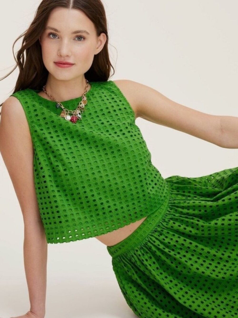 Kate Spade x Target Eyelet Shell Tank Top in Kelly Green